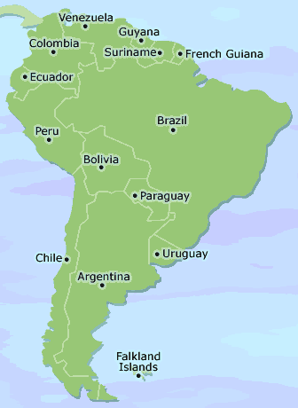South America clickable map