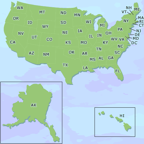 USA clickable map