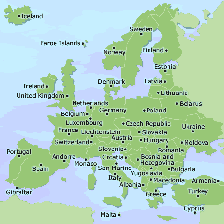 Europe clickable map